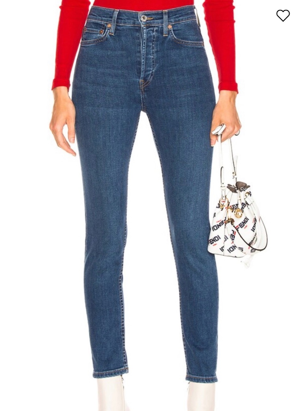 RE/DONE  High Rise Ankle Crop Skinny Vintage Stone Wash Denim Jeans 28